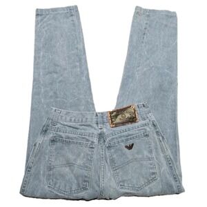 Vintage Gorgio Armani Designer Jeans 80s High Rise Slim Fit Light Wash Womens 26
